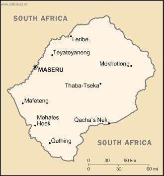 Foto: Lesotho-politick� mapa